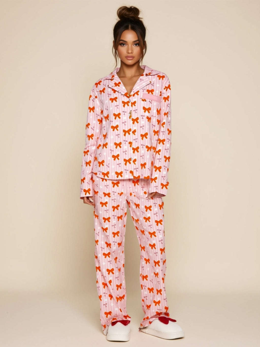 Two‑Piece Button‑Up Pant Sleepwear Set