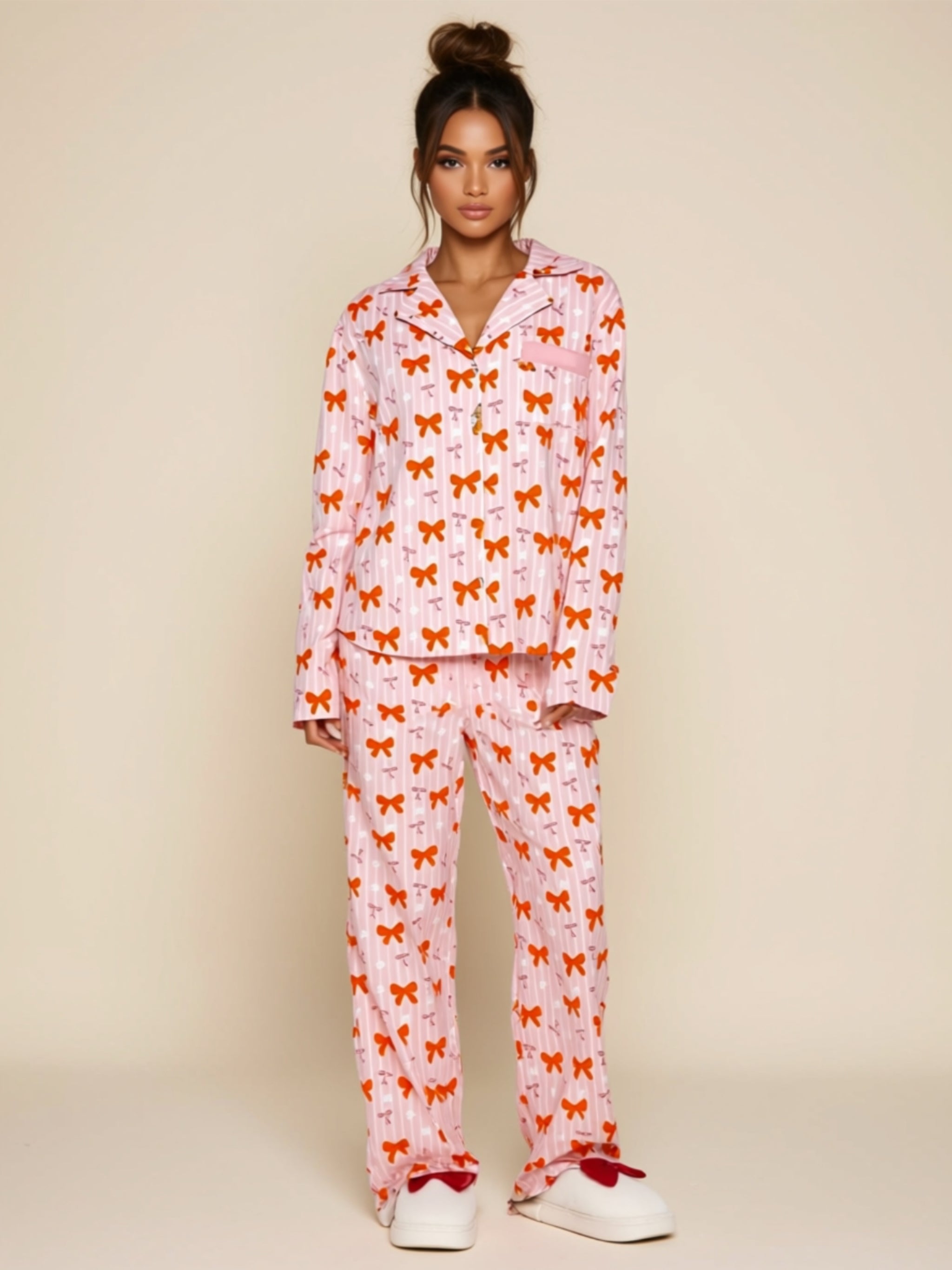 Two‑Piece Button‑Up Pant Sleepwear Set