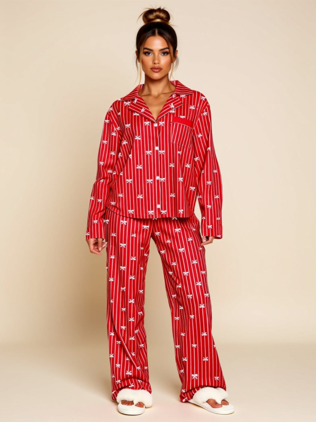 Two‑Piece Button‑Up Pant Sleepwear Set