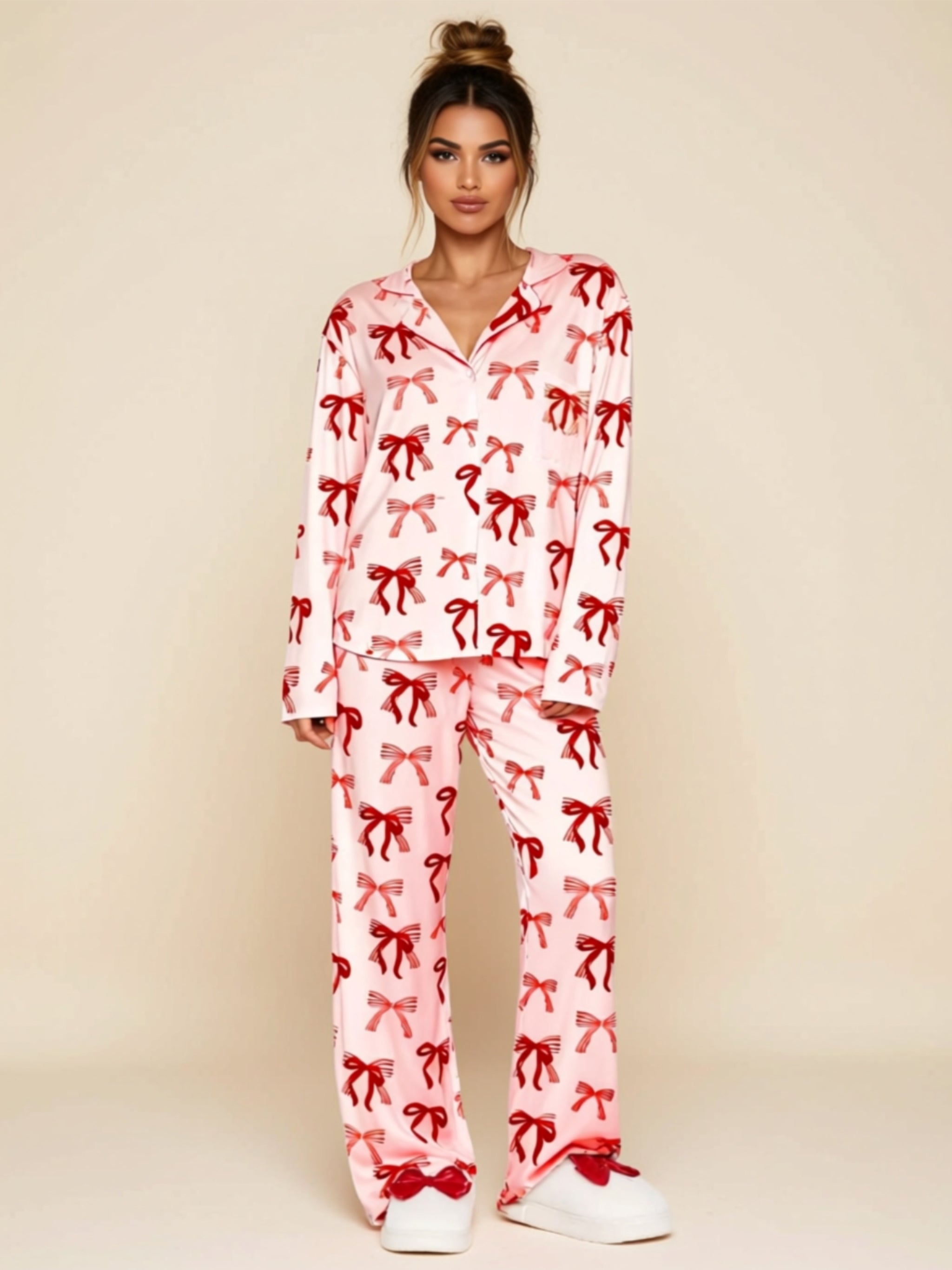 Two‑Piece Button‑Up Pant Sleepwear Set
