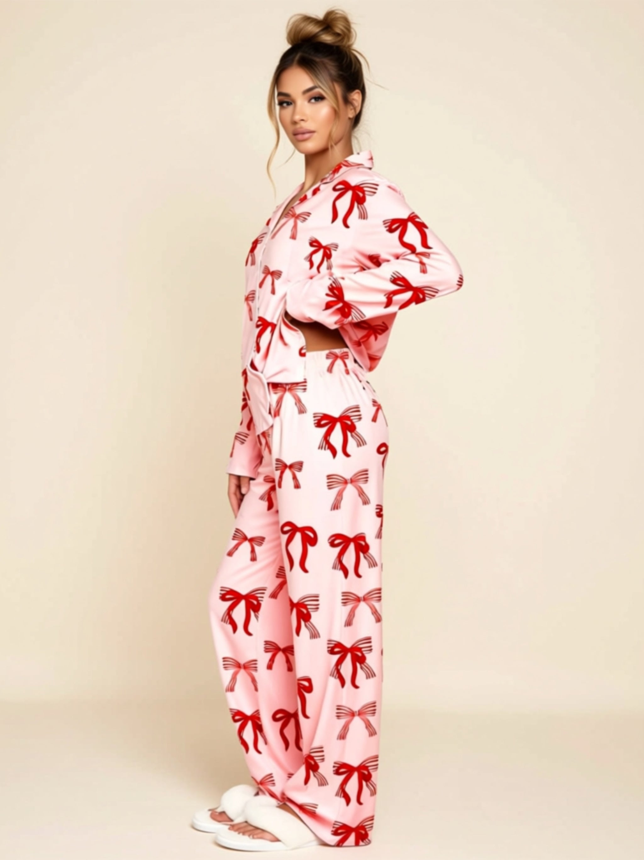 Two‑Piece Button‑Up Pant Sleepwear Set