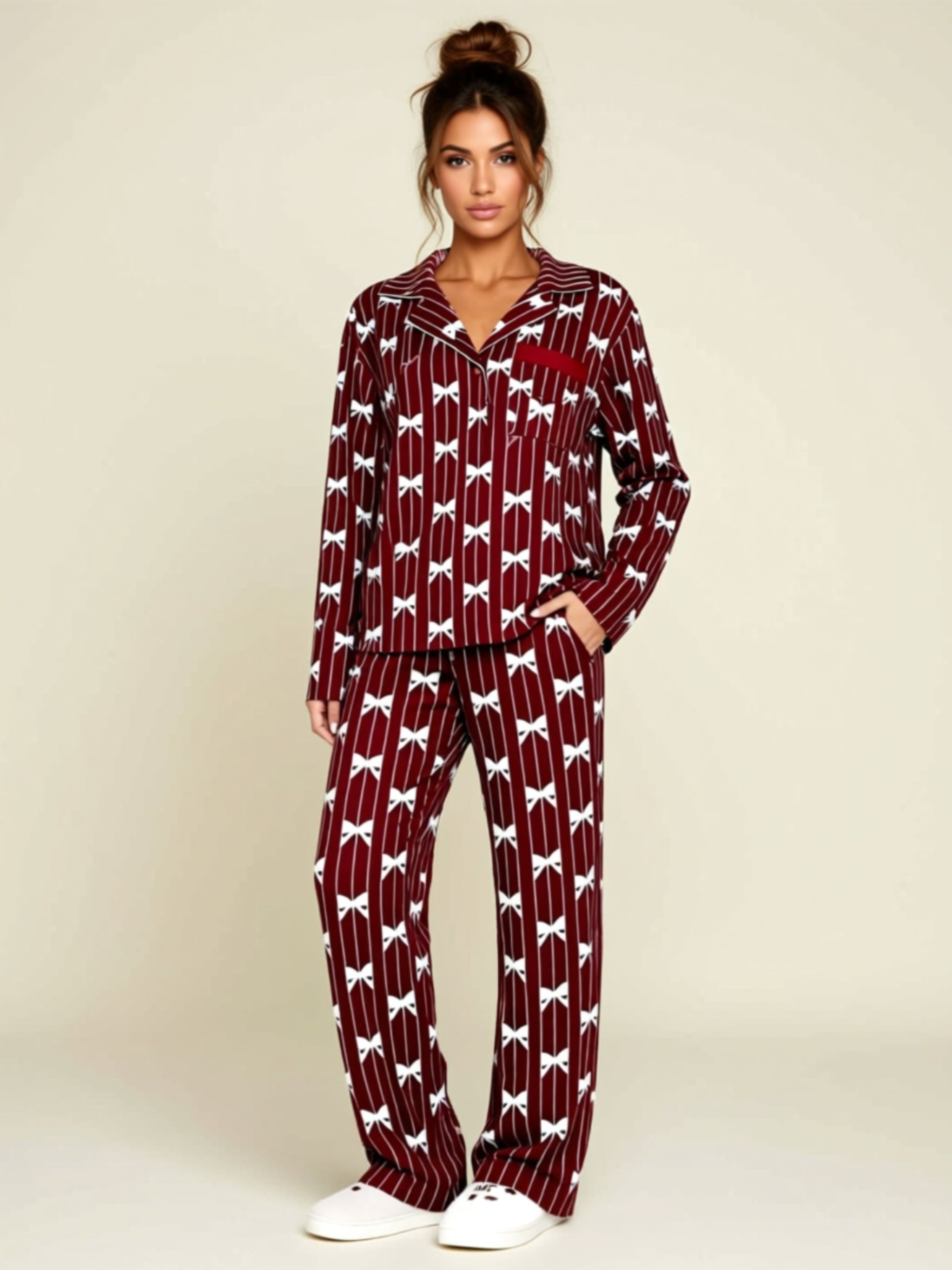 Two‑Piece Button‑Up Pant Sleepwear Set