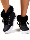 Low‑Heel Vegan Leather Faux Fur Boots