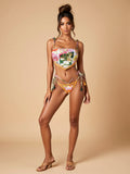 Bohemian Floral Print Knit Bikini
