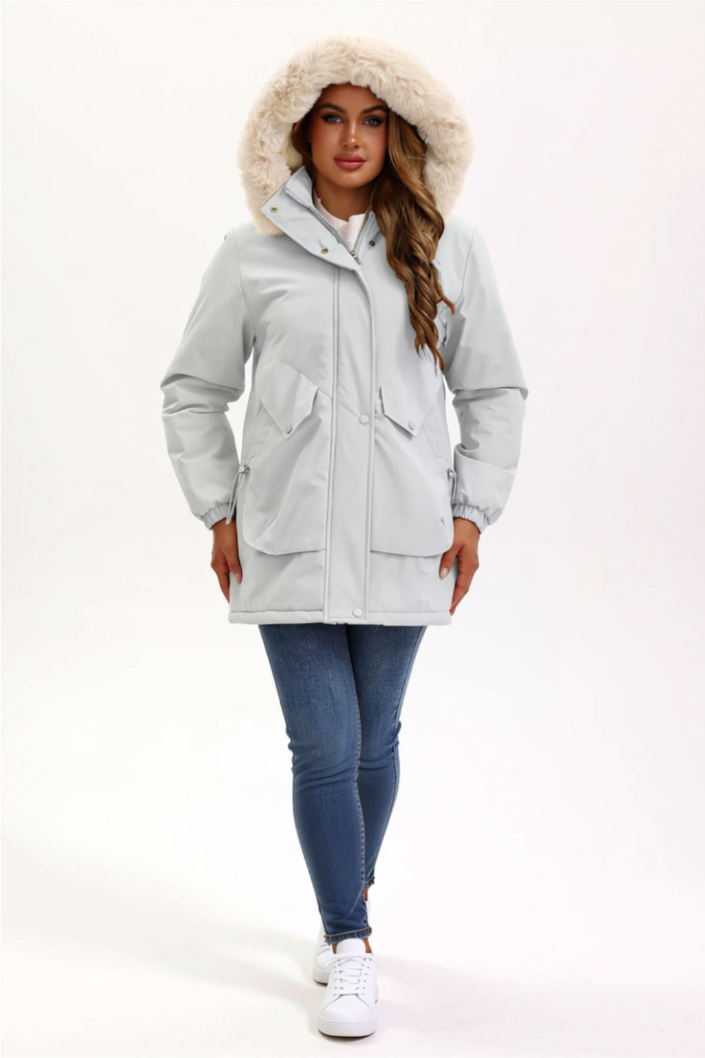 Gefütterte Knopfleistenjacke mit Taschen