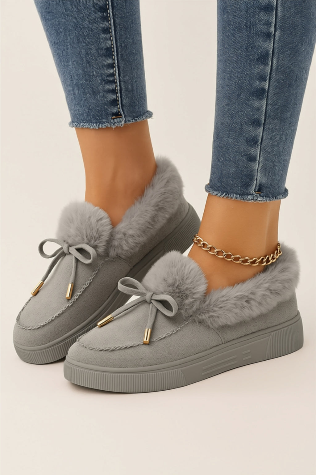 Suede Fluffy Lined Slippers