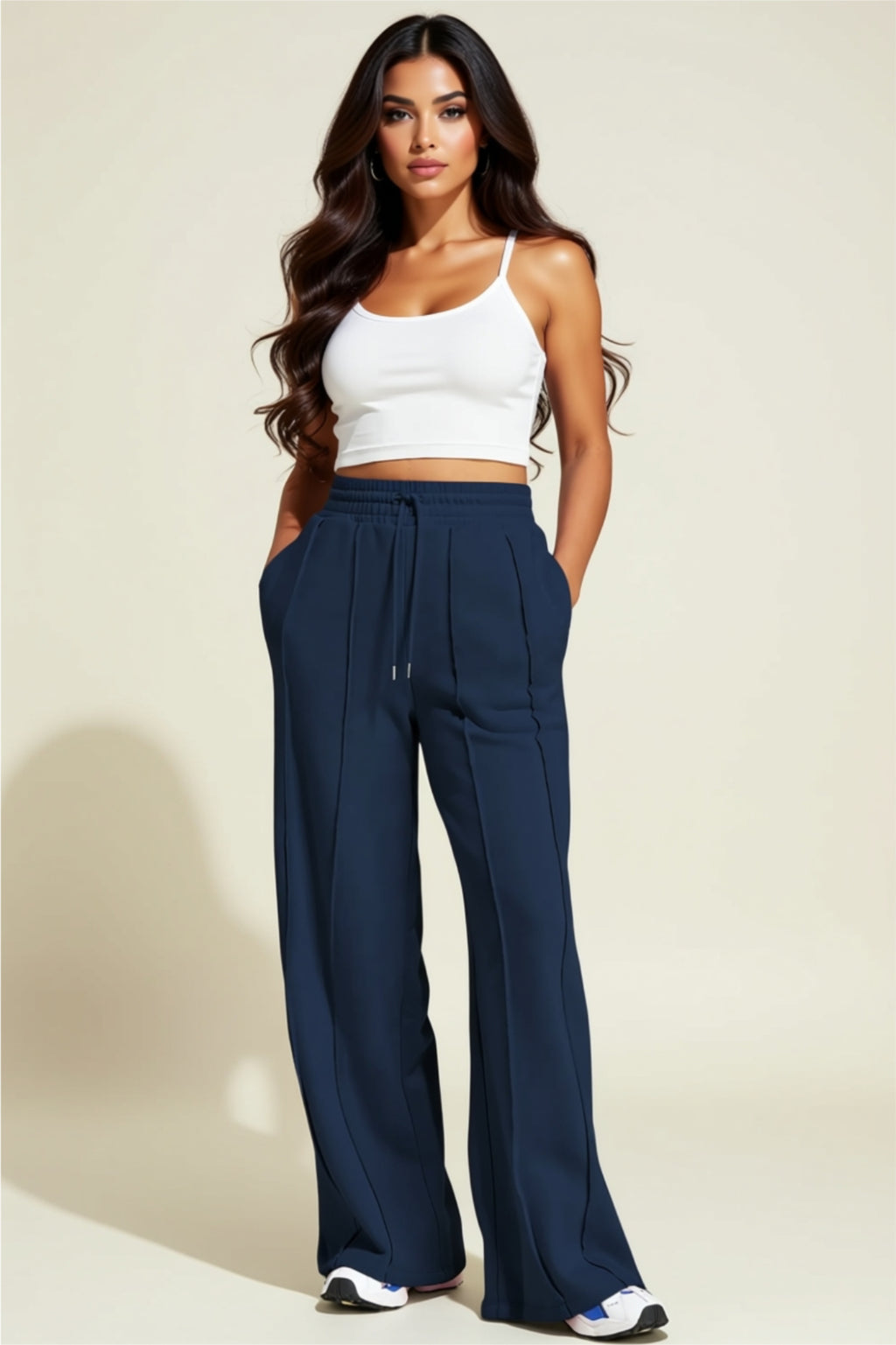 Loungehose mit weitem Bein und Kordelzug