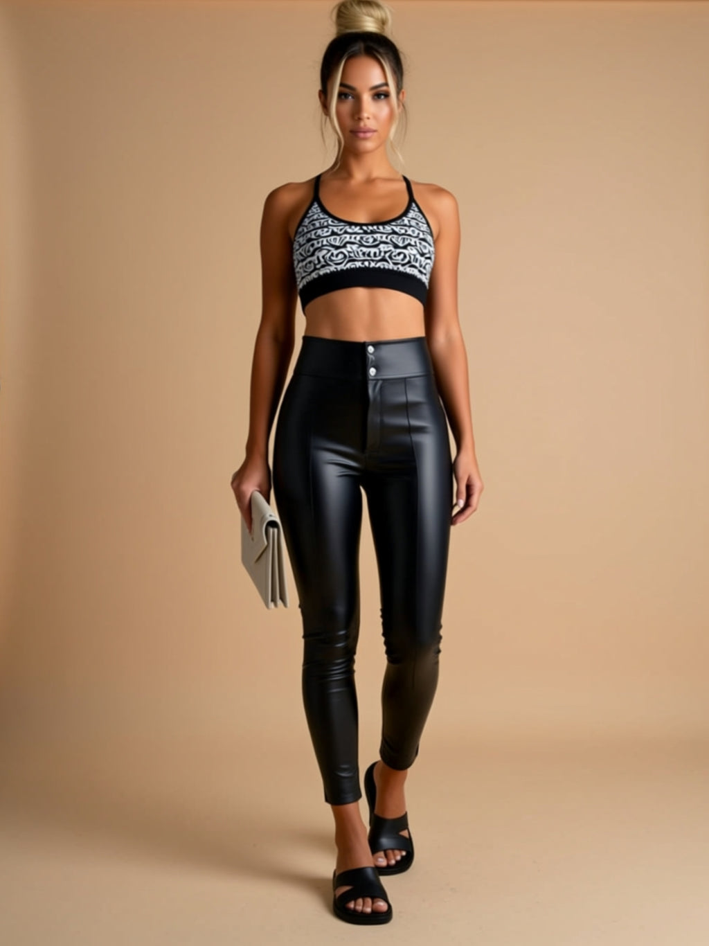 High‑Stretch Vegan Leather Pants