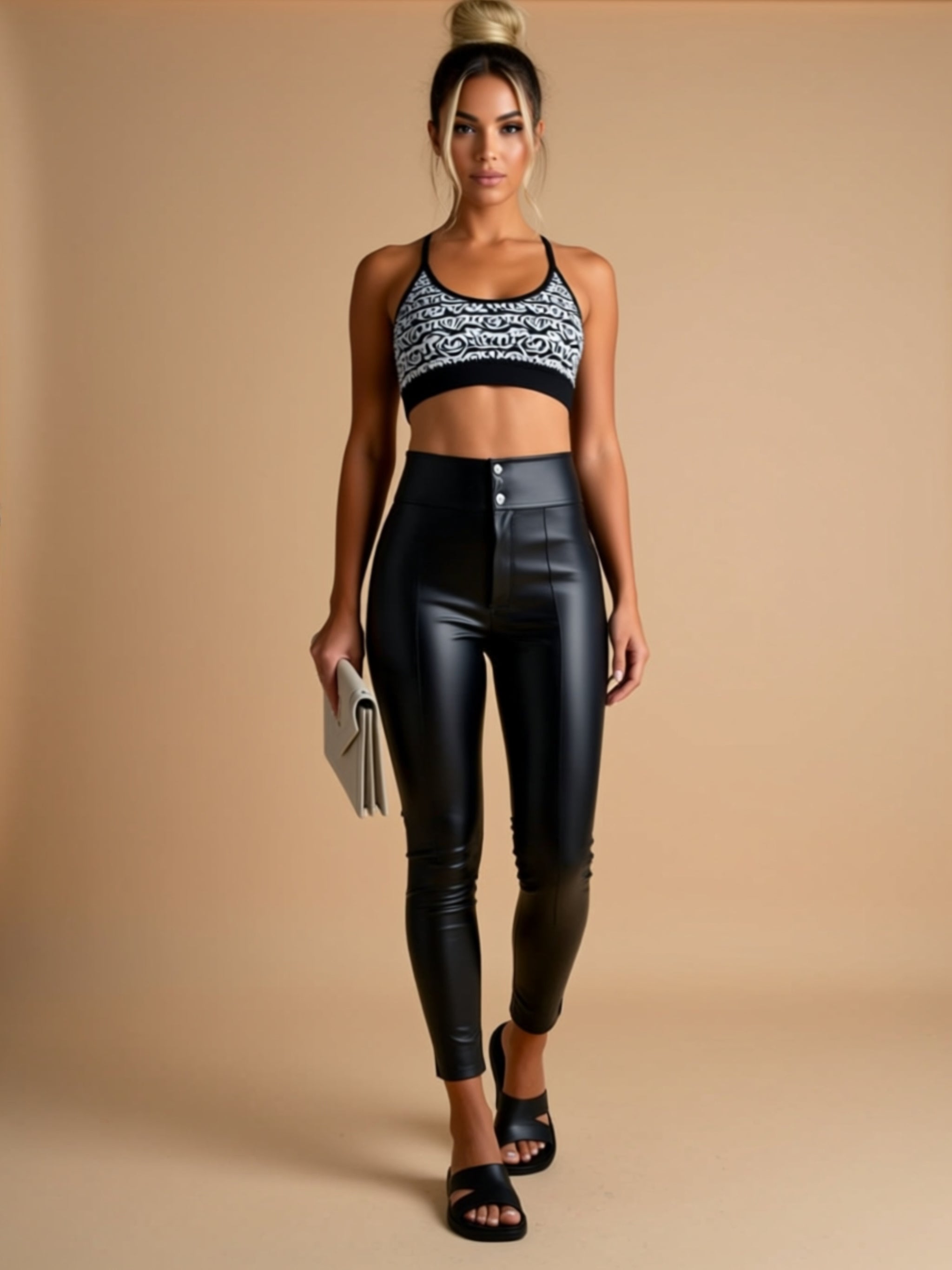 High‑Stretch Vegan Leather Pants