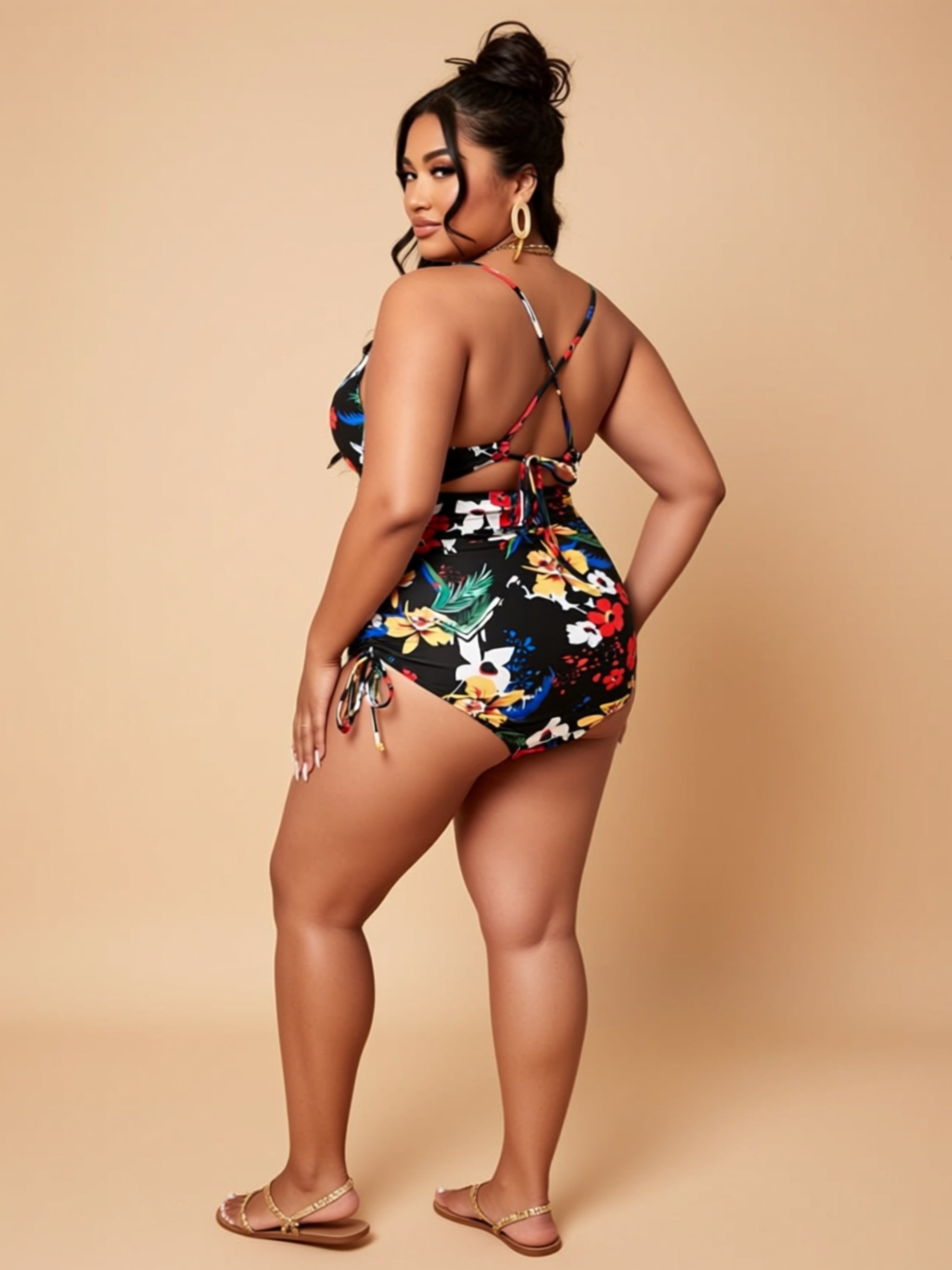 Sexy Floral Knit One‑Piece Swimsuit
