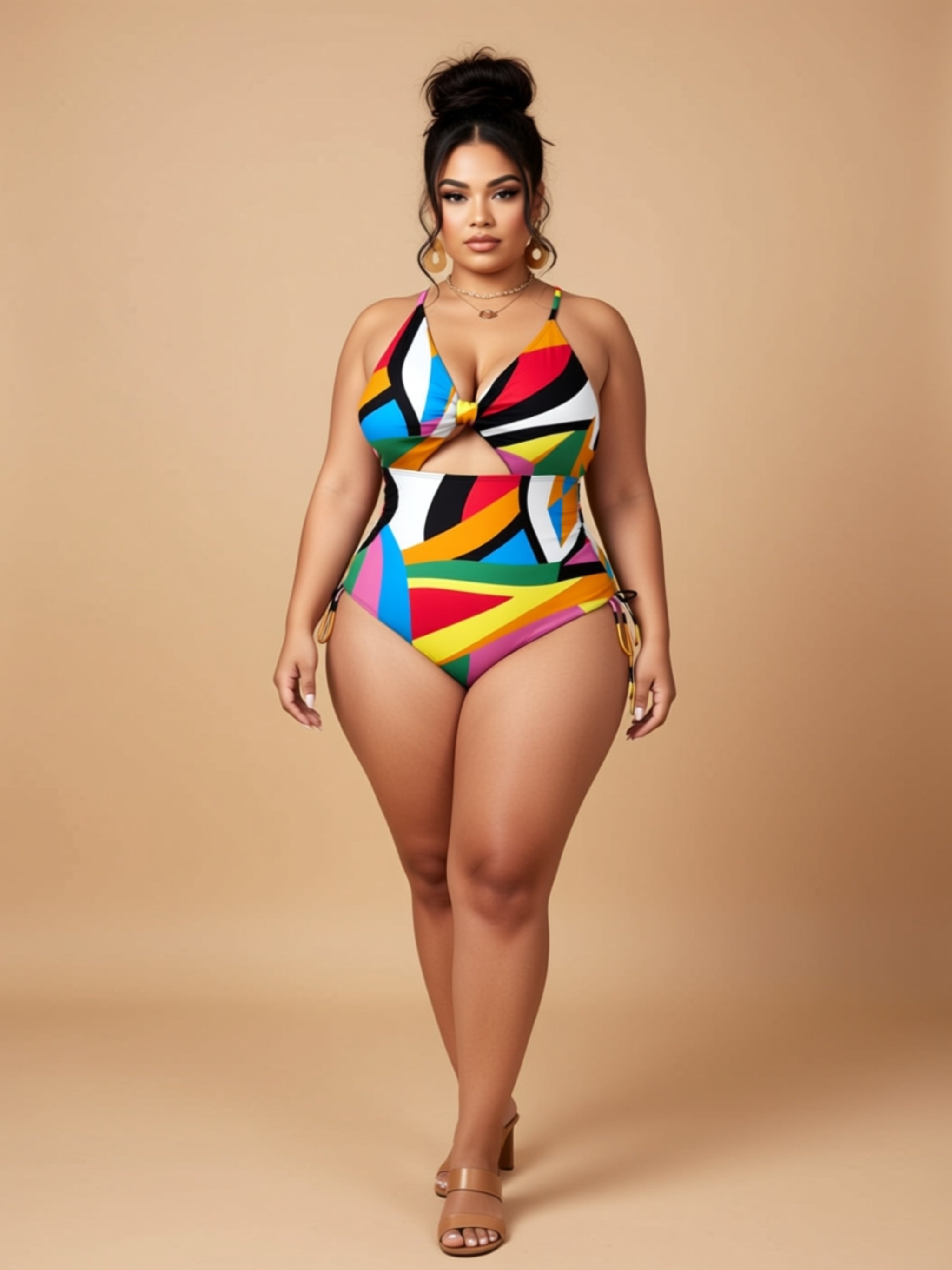 Sexy Floral Knit One‑Piece Swimsuit