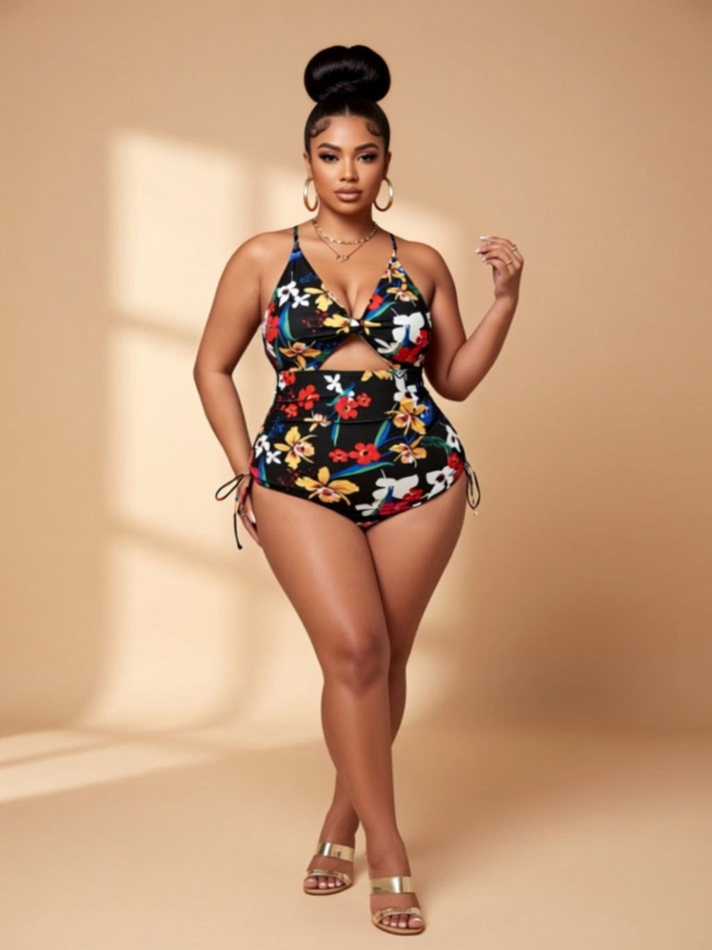 Sexy Floral Knit One‑Piece Swimsuit