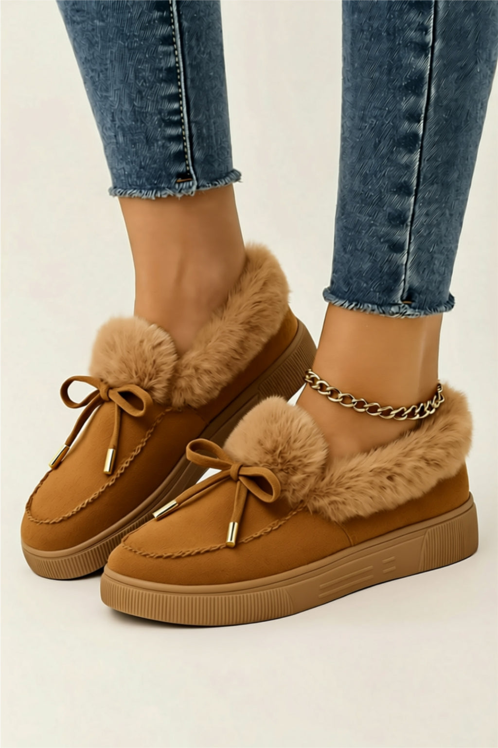 Suede Fluffy Lined Slippers
