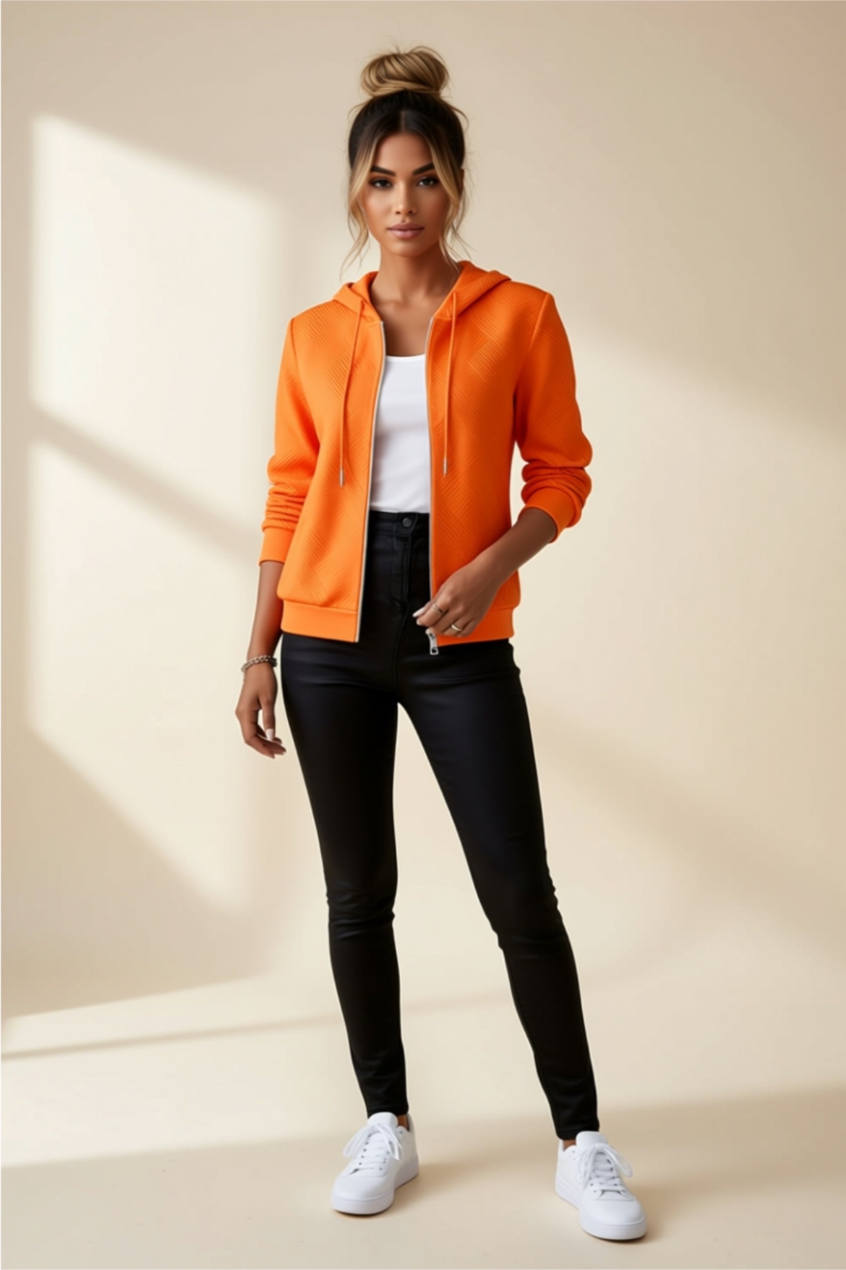 Zip-Up Hoodie Jacket with Drawstring