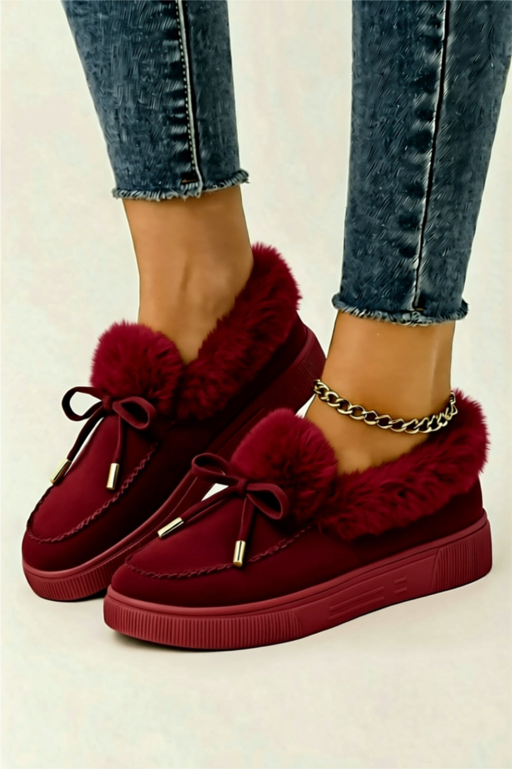 Suede Fluffy Lined Slippers
