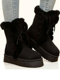Suede Faux Fur Flat Boots