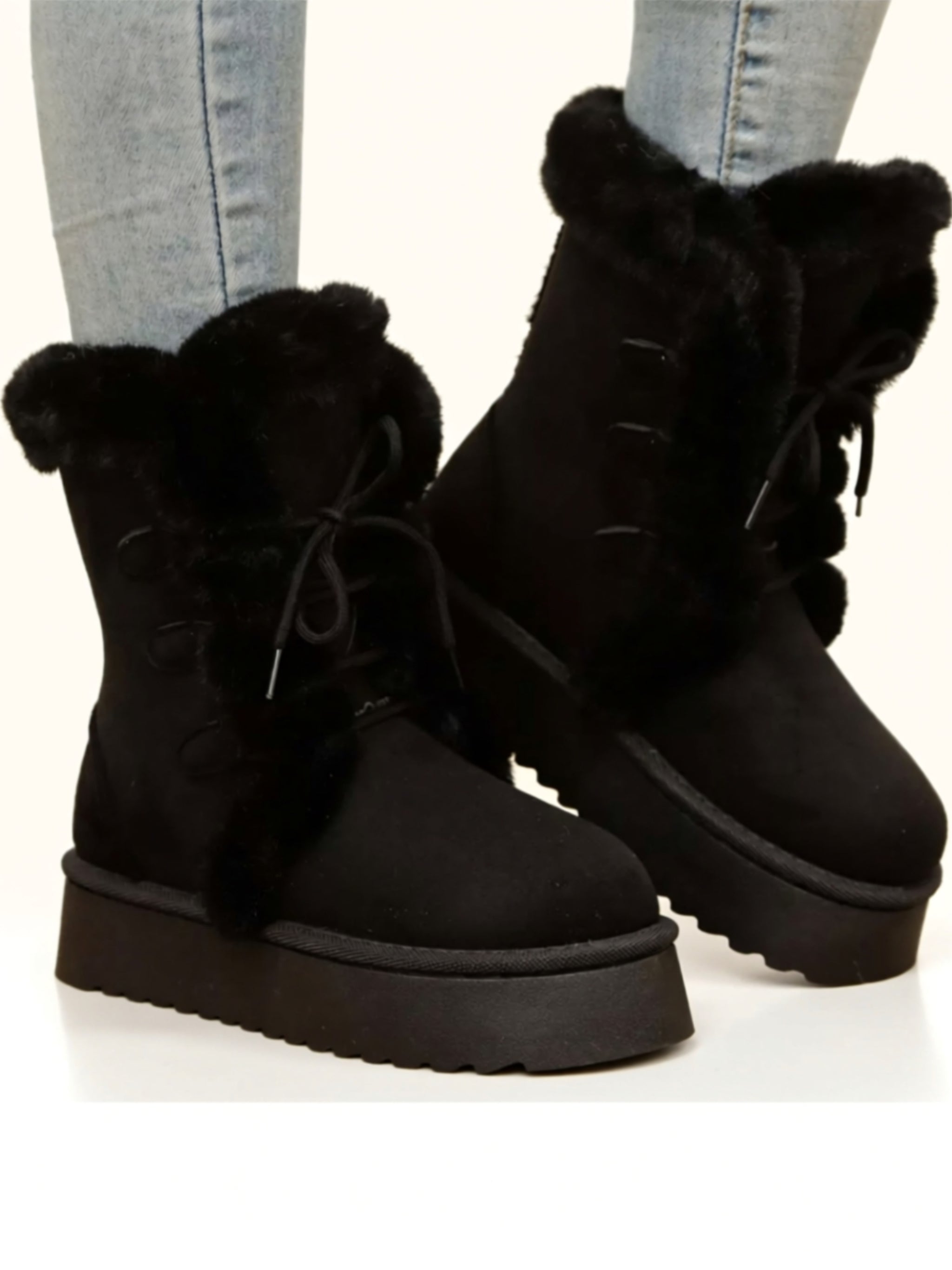 Suede Faux Fur Flat Boots