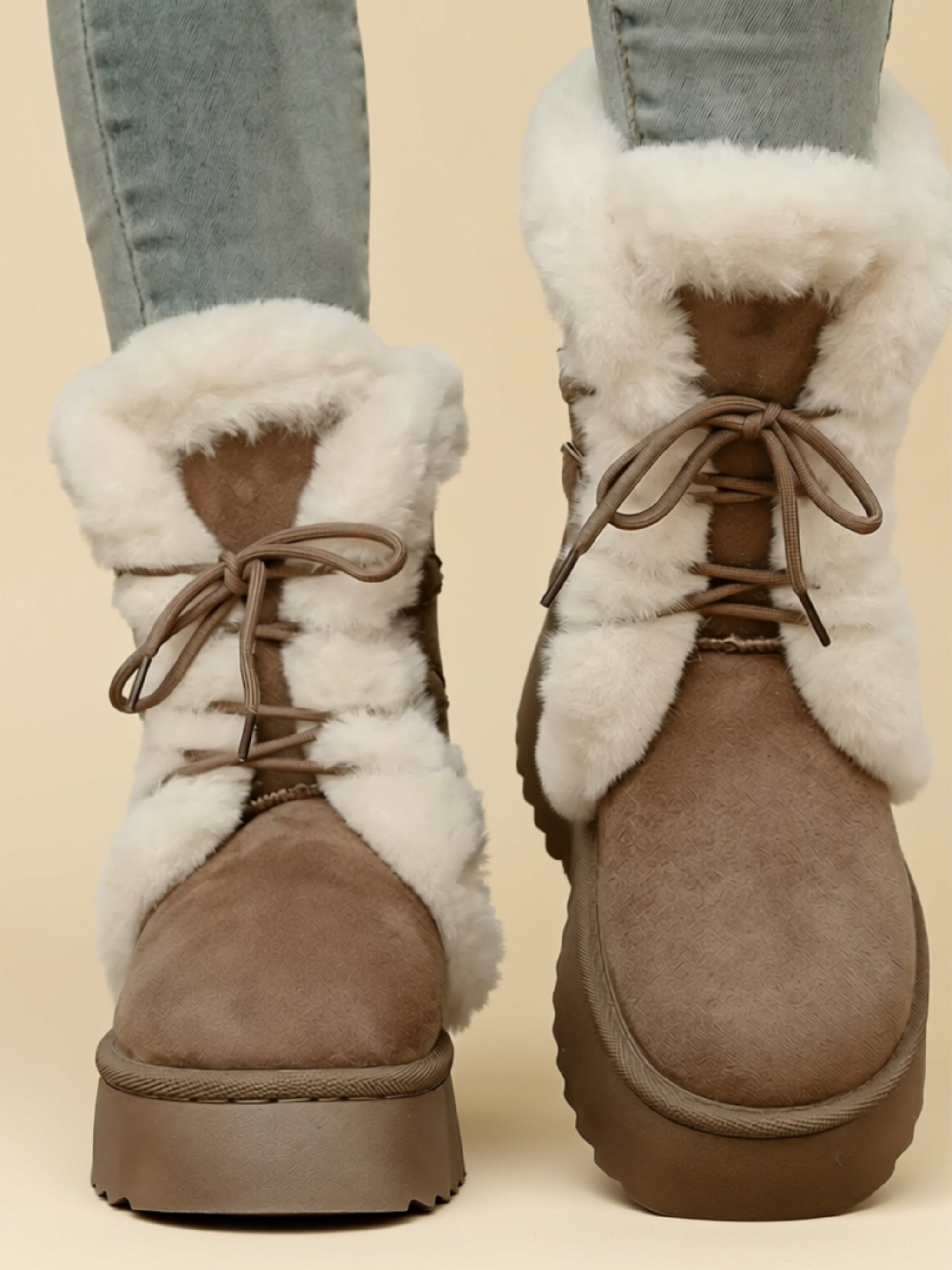 Suede Faux Fur Flat Boots