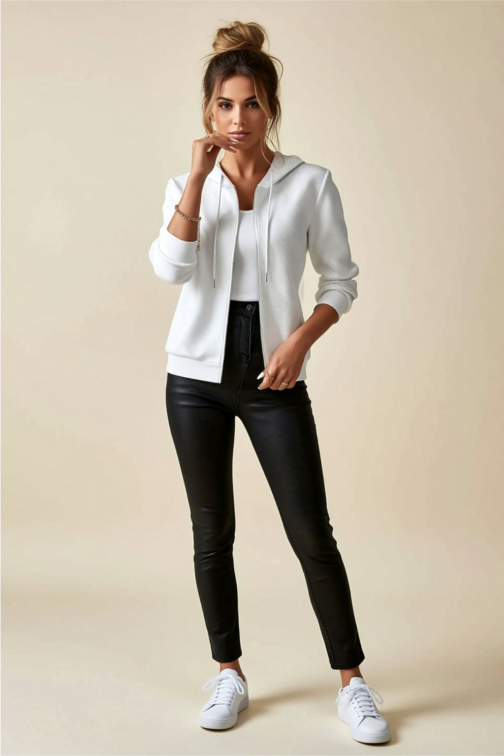 Zip-Up Hoodie Jacket with Drawstring
