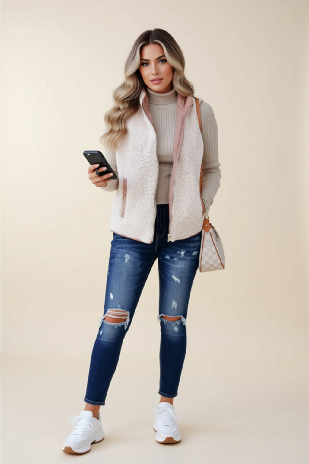 Reversible Quilted Vest with Zipper & Pockets