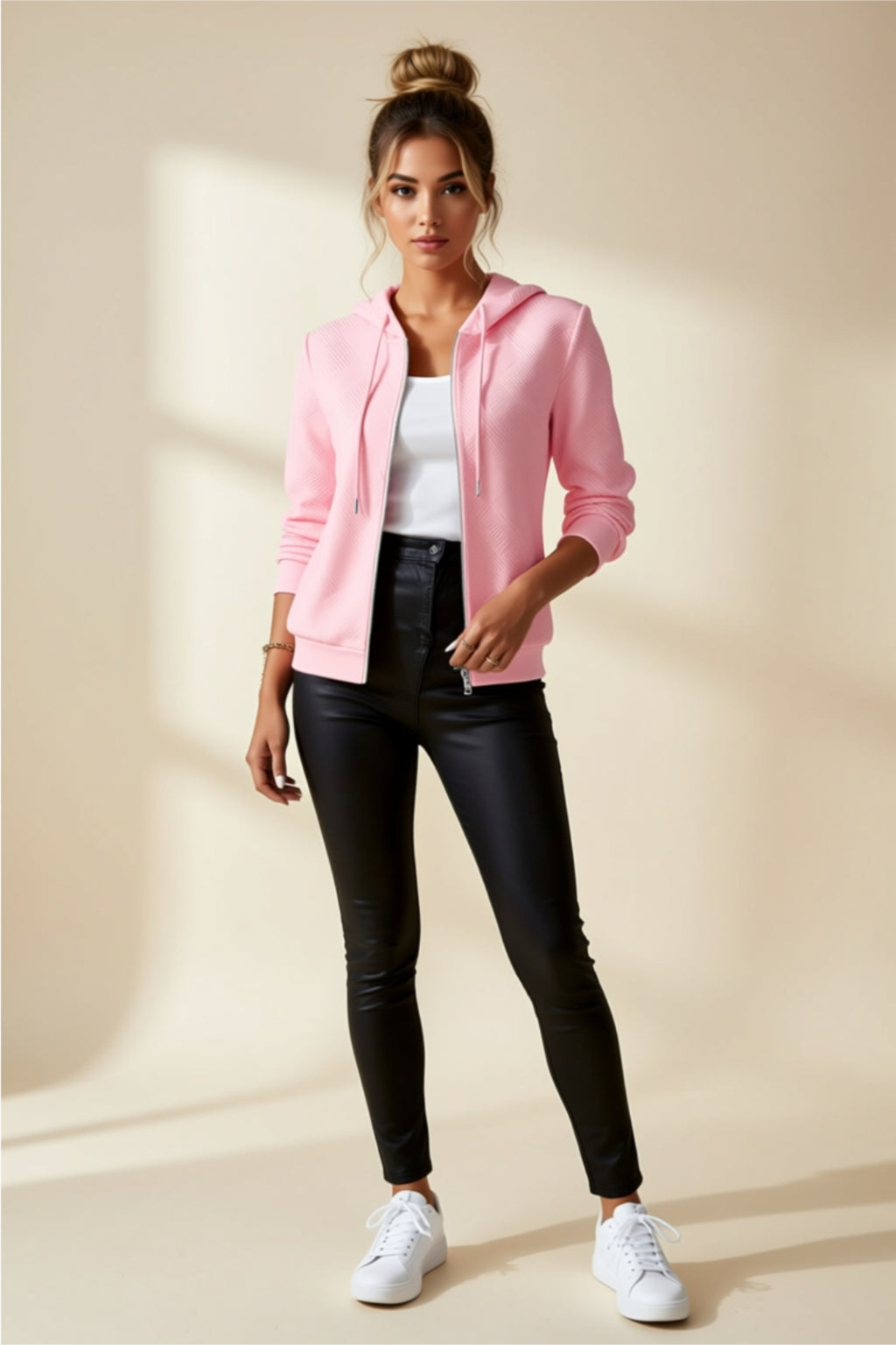Zip-Up Hoodie Jacket with Drawstring