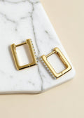 Rectangular Moissanite Huggie Hoop Earrings in .925 Sterling Silver