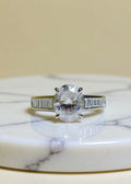 3 Carat Oval-Cut Moissanite Ring with Baguette Accents in .925 Sterling Silver