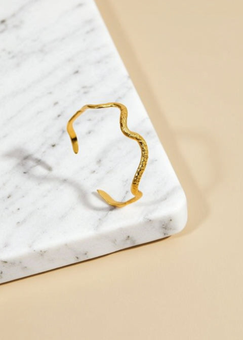 Adjustable 18K Gold-Plated Minimalist Open Ring in Stainless Steel