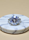 10 Carat Round Moissanite Statement Ring in Platinum-Plated .925 Sterling Silver