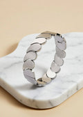 Gold-Plated Disc Link Stretch Bracelet in Titanium Steel