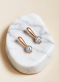 0.60 CT Round Moissanite Drop Earrings in 925 Sterling Silver, Silver or Rose Gold