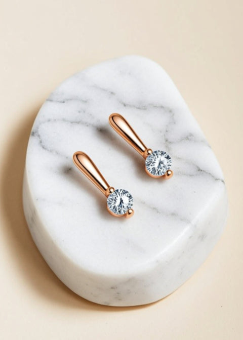 0.60 CT Round Moissanite Drop Earrings in 925 Sterling Silver, Silver or Rose Gold