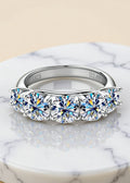 3.6 CT D Color VVS1 Moissanite Five-Stone Ring in .925 Sterling Silver