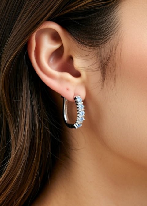 Minimalist Moissanite Huggie Hoop Earrings in .925 Sterling Silver, Gold or Silver