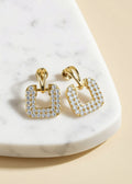 1.68 CT Moissanite Geometric Drop Earrings in .925 Sterling Silver, Gold or Silver