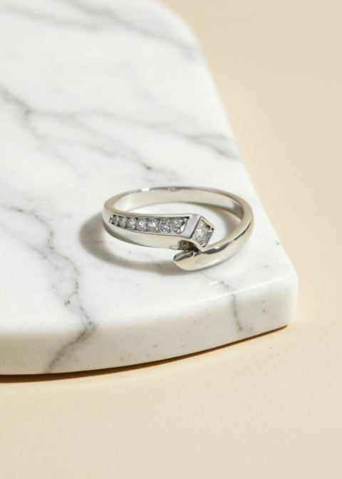 Adjustable Zircon Wrap Ring in Platinum-Plated .925 Sterling Silver