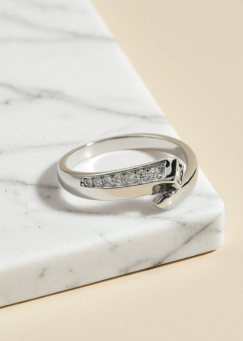 Adjustable Zircon Wrap Ring in Platinum-Plated .925 Sterling Silver