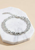 .925 Sterling Silver Leaf Link Bracelet with Adjustable Extension Chain