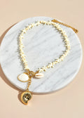 Shell Starfish Charm Necklace with 18K Gold-Plated Stainless Steel, Adjustable 16–18 Inch