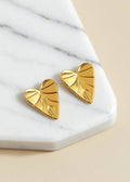 Sculpted Heart Stud Earrings in 18K Gold-Plated Stainless Steel, Gold or Silver