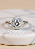 1 Carat Round Moissanite Cushion Halo Adjustable Ring in .925 Sterling Silver