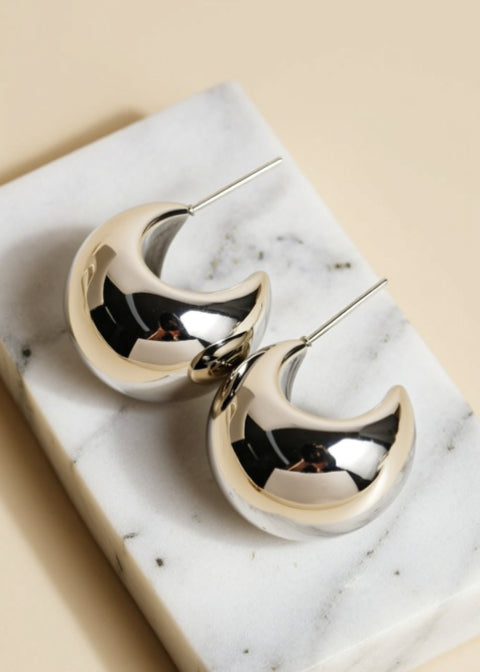Chunky Sculptural Hoop Earrings in Stainless Steel, Gold or Silver