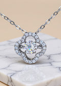 0.5 Carat Moissanite Clover Pendant Necklace in Platinum-Plated .925 Sterling Silver, 18 Inch