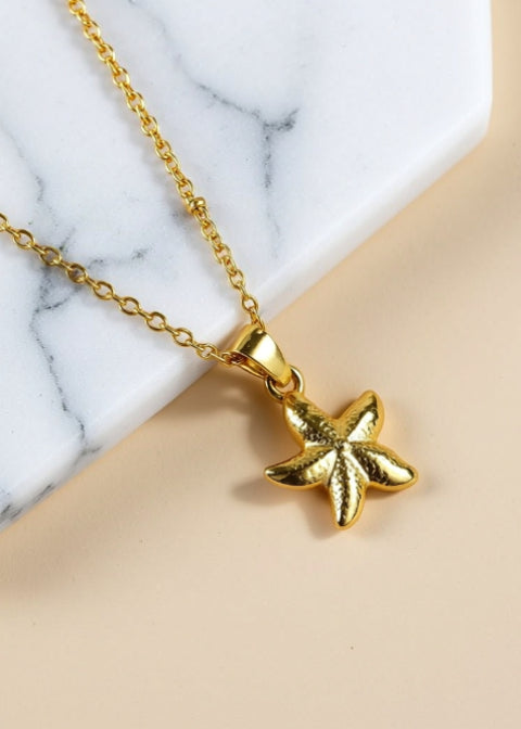 18K Gold-Plated Starfish Pendant Necklace in Stainless Steel, 18 Inch