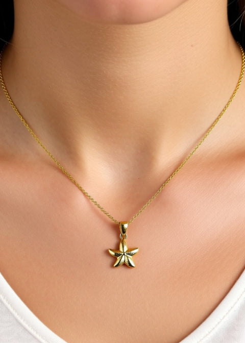 18K Gold-Plated Starfish Pendant Necklace in Stainless Steel, 18 Inch