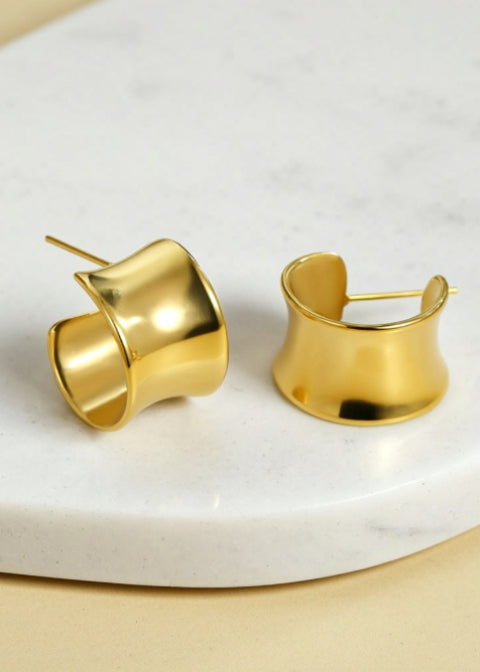 18K Gold-Plated Sculptural Hoop Earrings in Stainless Steel, 3 Styles
