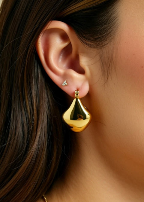 18K Gold-Plated Sculptural Hoop Earrings in Stainless Steel, 3 Styles