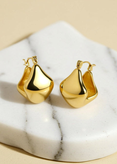 18K Gold-Plated Sculptural Hoop Earrings in Stainless Steel, 3 Styles