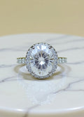 5 Carat Oval-Cut Moissanite Halo Ring in .925 Sterling Silver