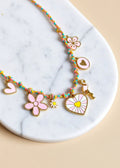 18K Gold-Plated Coastal Charm Necklace with Starfish and Sunburst Heart, 18–20 Inch